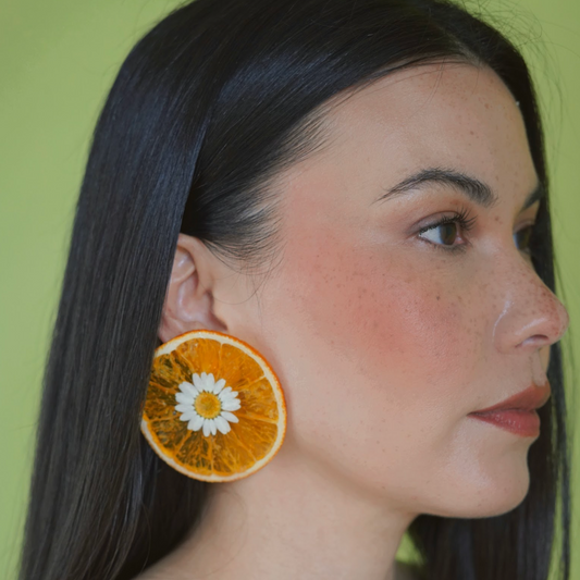 California Orange with Daisy Earring